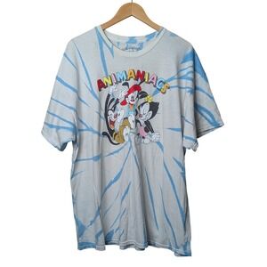 Animaniacs Graphic‎ T-Shirt Mens 2X Blue Tie Dye Retro Cartoon 90s Style Shirt